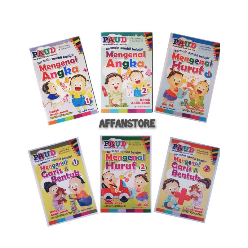 BUKU PAUD BERMAIN SAMBIL BELAJAR - MENGENAL DAN MENULIS HURUF DAN BENTUK Global Mandiri Untuk TK Pau