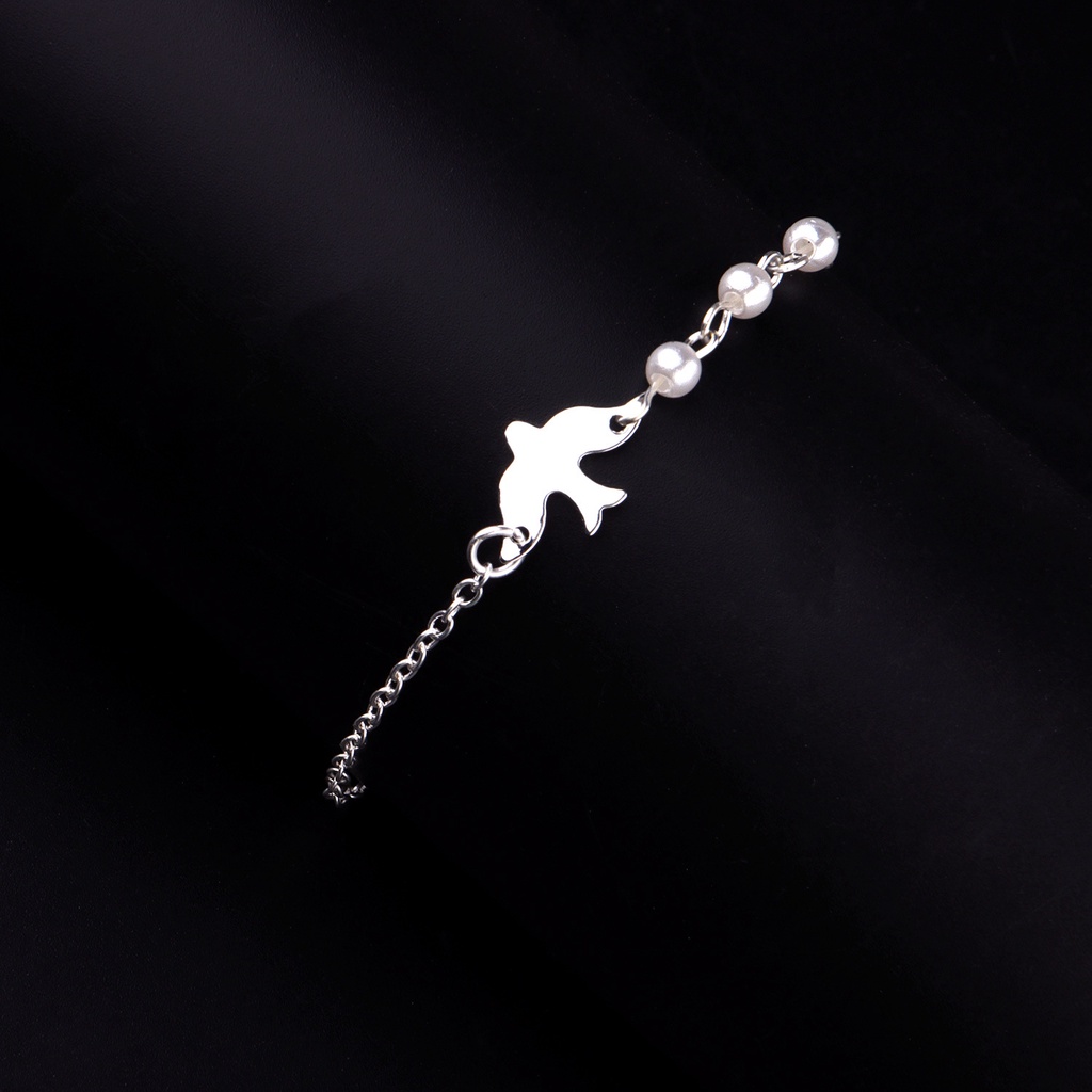 Gelang Kaki Rantai Mutiara Desain Burung Merpati Gaya Eropa Amerika Untuk Wanita