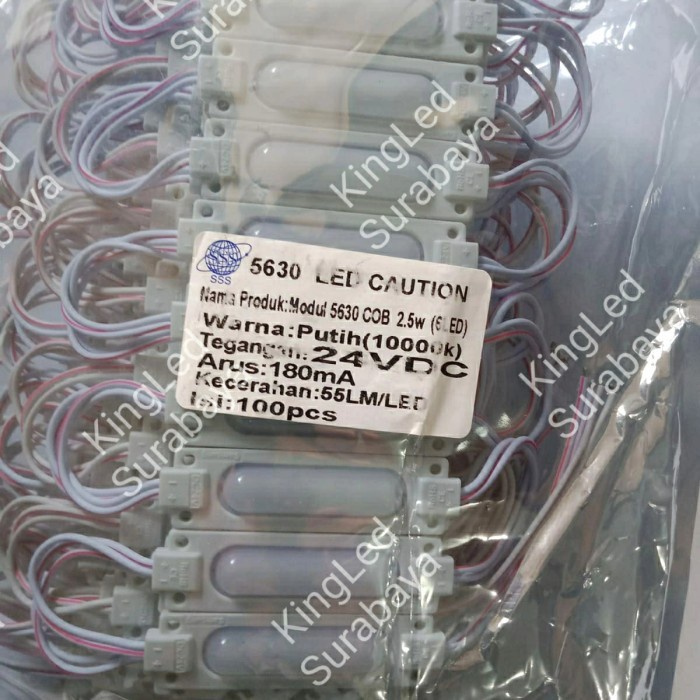 (100 PCS) Modul Dof SMD 5630 6 LED Putih 24V Tipe 7619 Waterproof SMD5630