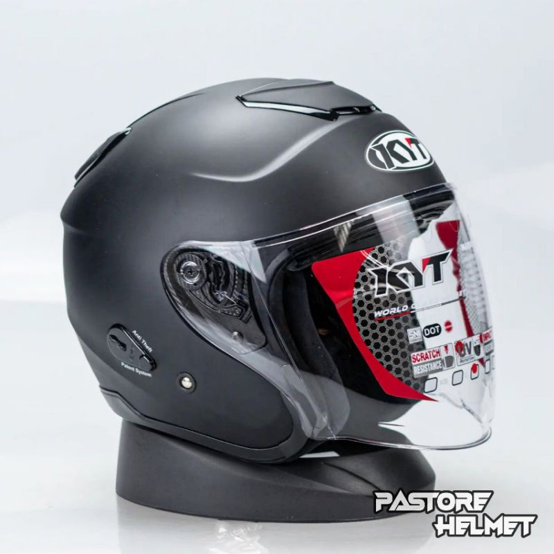 Helm KYT Kyoto R Solid Black Matt / Kyoto Hitam Doff / Half Face Original KYT