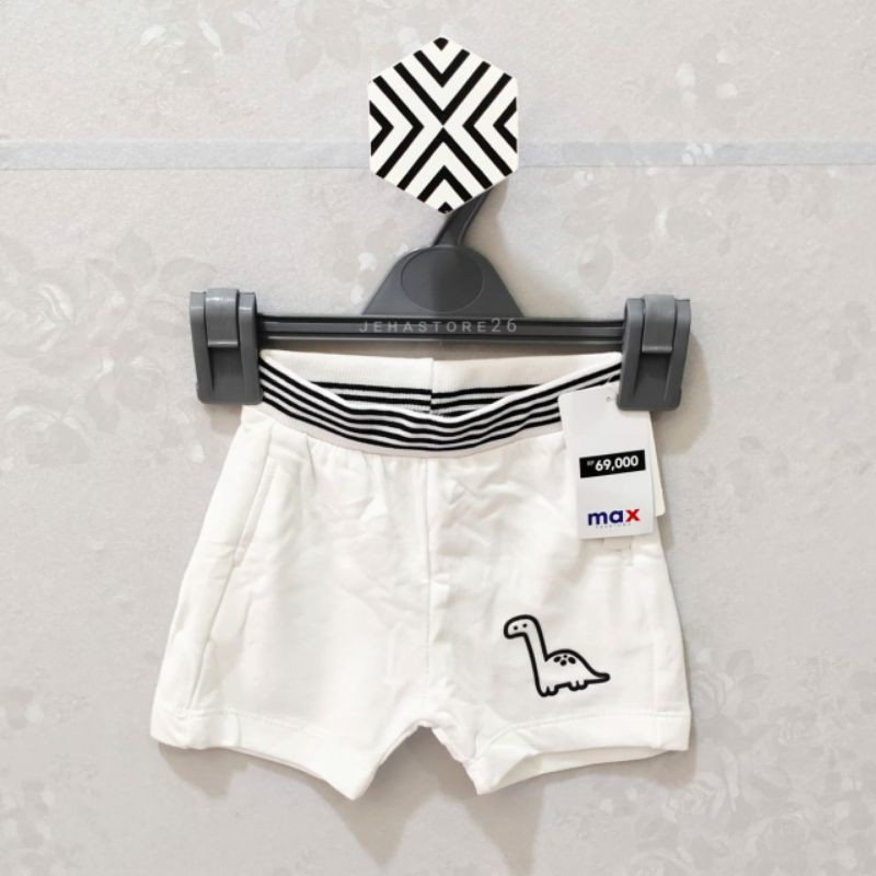 [ MAX FASHION ] Celana Pendek Anak / Bayi Cowok size 0 - 24 month - Motif 01 White