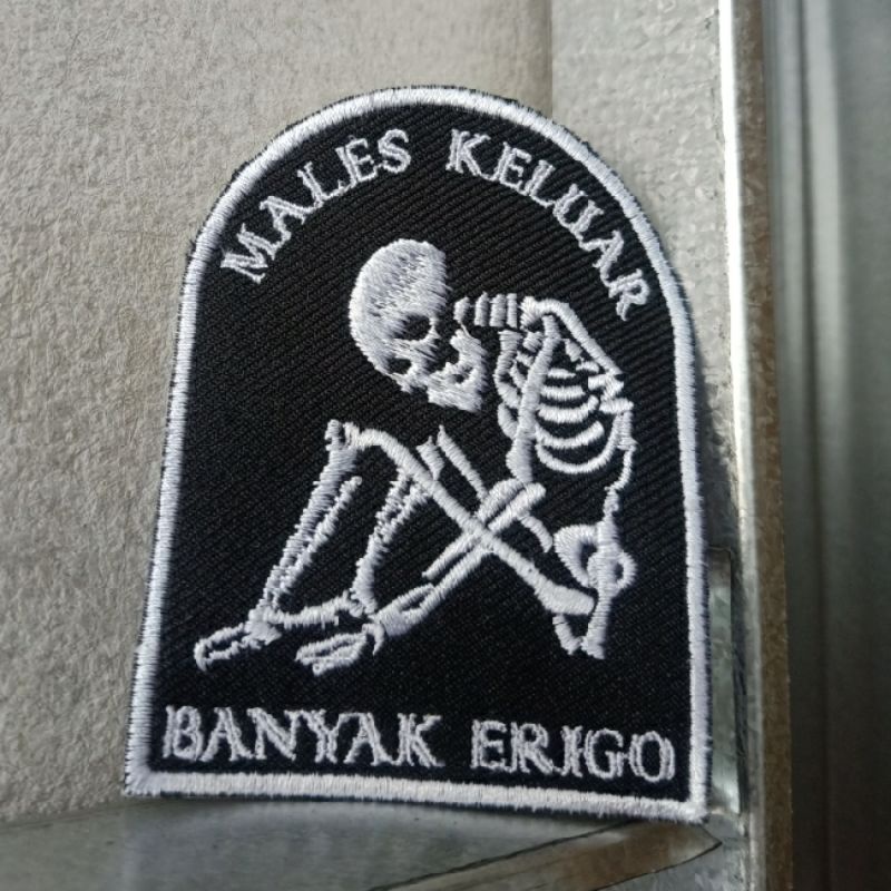 Bordir Tengkorak ERIGO MALES KELUAR Jaket Jeans Denim Bomber Parka Anak Band Distro Geng Motor Skull