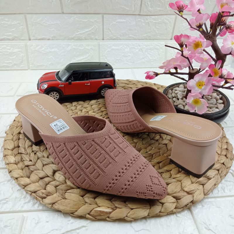 Wedges wanita rajut import , sandal hak tahu kekinian WEA 01