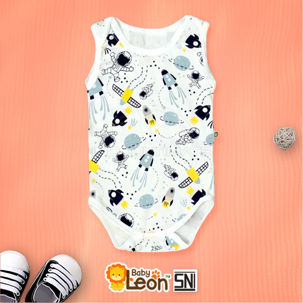 1 Pcs Jumpsuit Anak Bayi Balita/Baju Bayi/Bodysuit/Jumper Bayi Lengan Kutung Baby Leon-Astronot