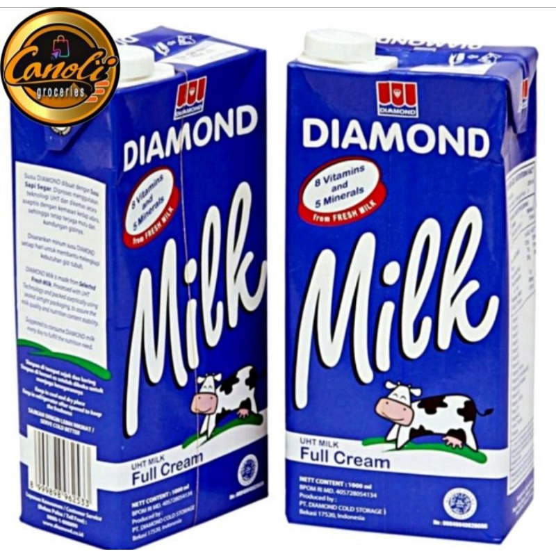 susu uht diamond full cream 1 liter / 1000ml / uht milk