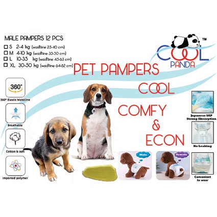 Harga Econ 12 pcs untuk Male/Jantan Popok / Pampers/diapers Anjing/Dog Good Quality anti-bocor