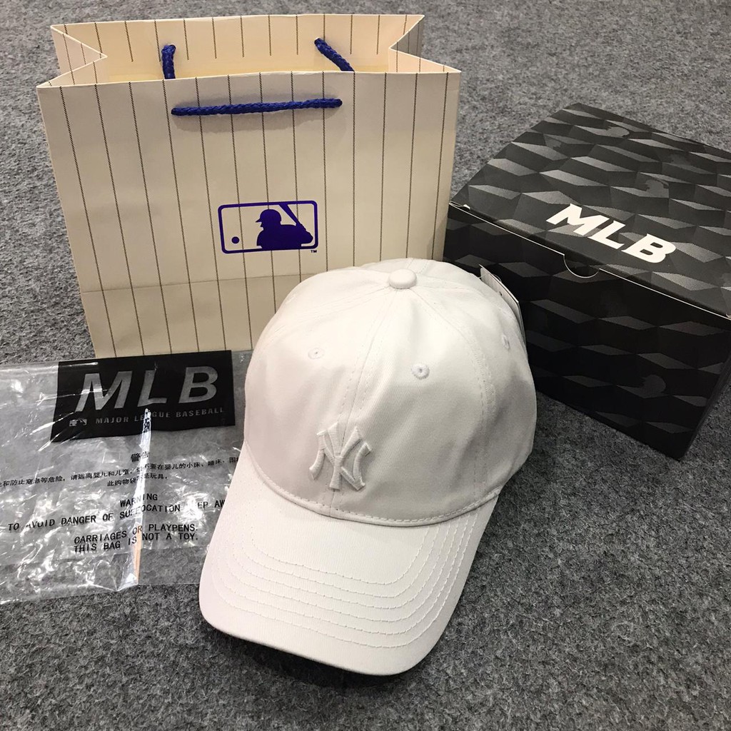 Topi MLB Original Import - NY Vintage White Logo White