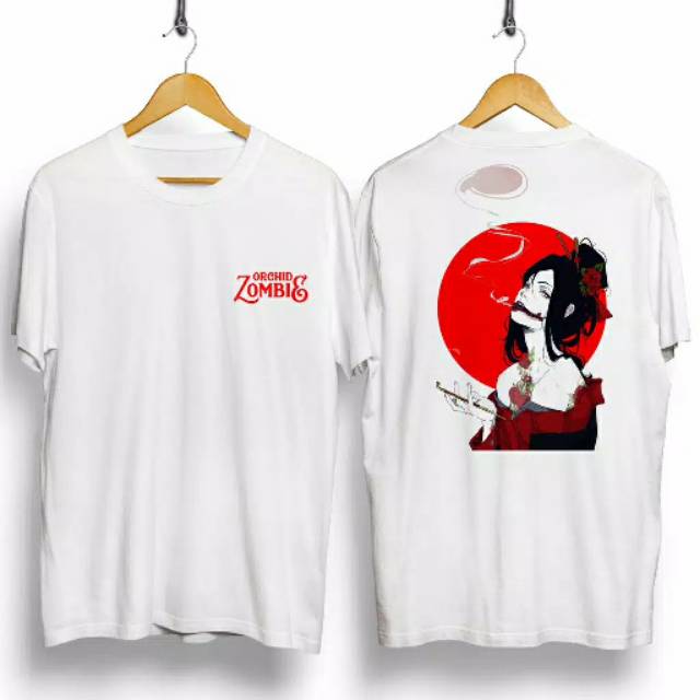 Fourfashion Kaos Pria Kaos Distro  ORCHID ZOMBIE GIRL White CN686