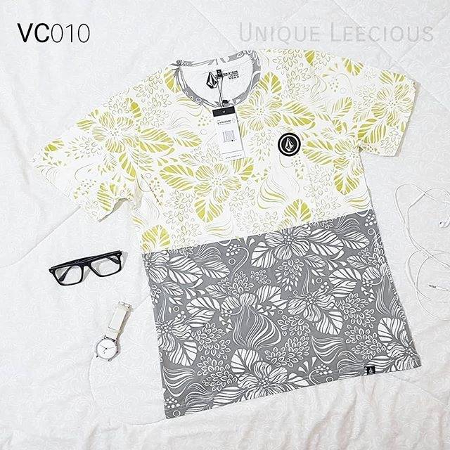 Kaos surfing pria motif branded ori volcom double motif green grey summer