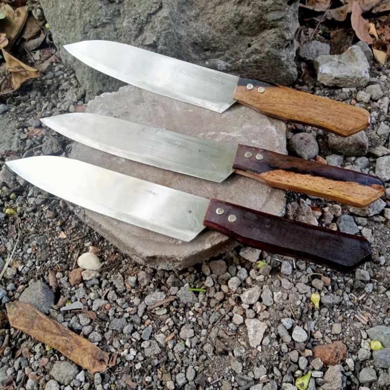 ( 1 PCS ) Pisau Dapur Semangka Panjang Bahan Stainless Gagang Kayu Finishing Rapi Pisau Dapur Tradis