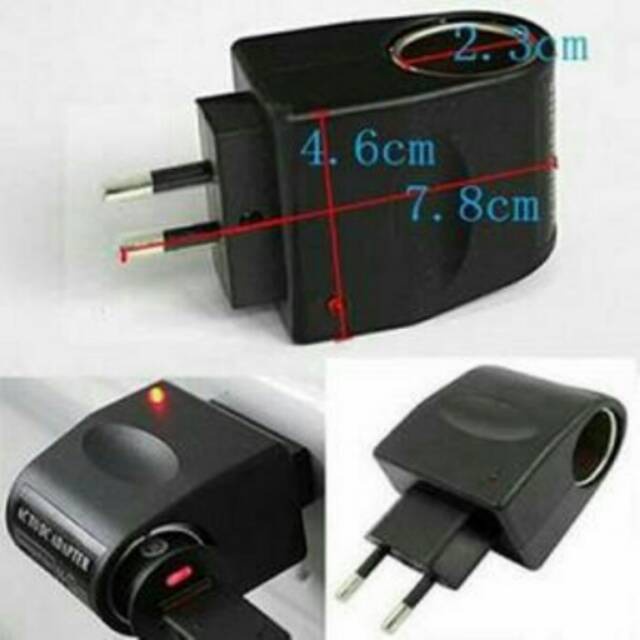 Adaptor Charger Colokan Lighter Mobil 220V Ac to DC 12V Adaptor Lighter Mobil, Colokan Mobil Langsung ke Listrik Car Charger Switch 12V 500mA