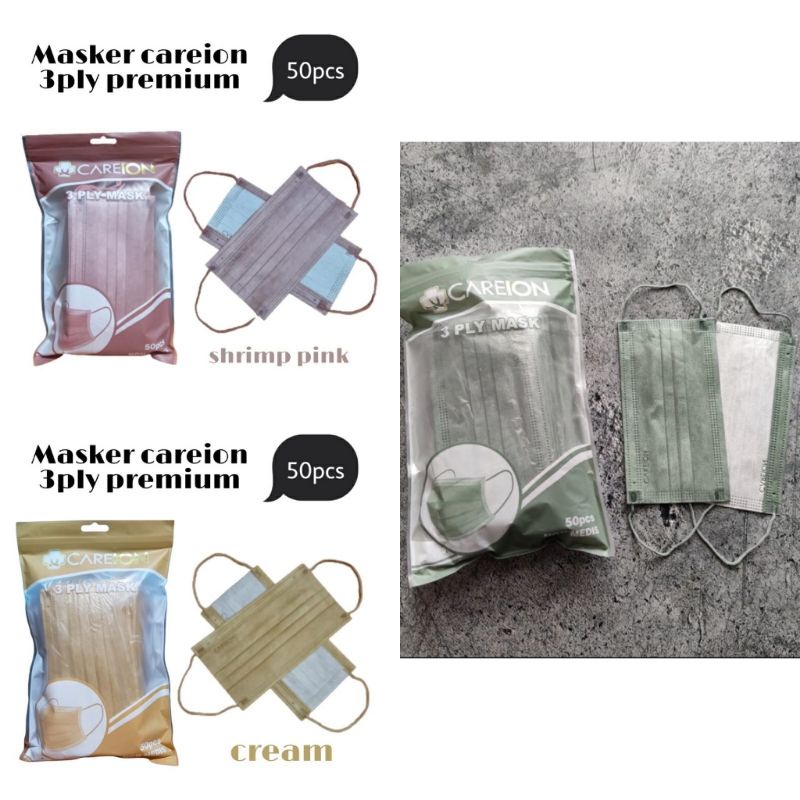 Masker Earloop Careion 3 ply isi 50 pcs