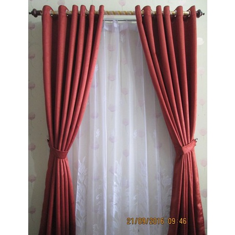 Gorden Embos Motif Horden Pintu dan Hordeng Jendela Smokering 12 lubang 135 x 220 cm Kordeng Minimalis Gordeng Mewah