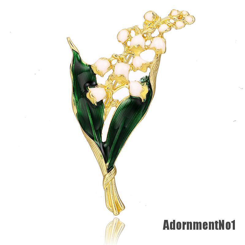 (Adornmentno1) Bros Pin Enamel Desain Bunga Putih + Daun Untuk Wanita