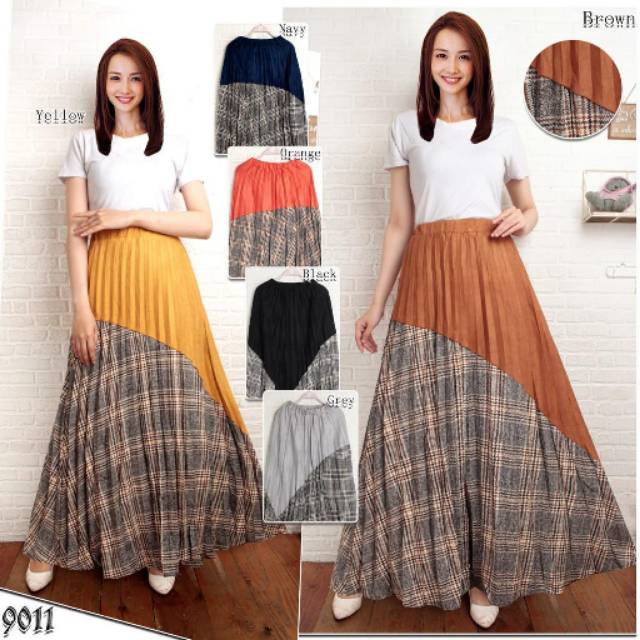Rok import bahan kombinasi suede dan wool original