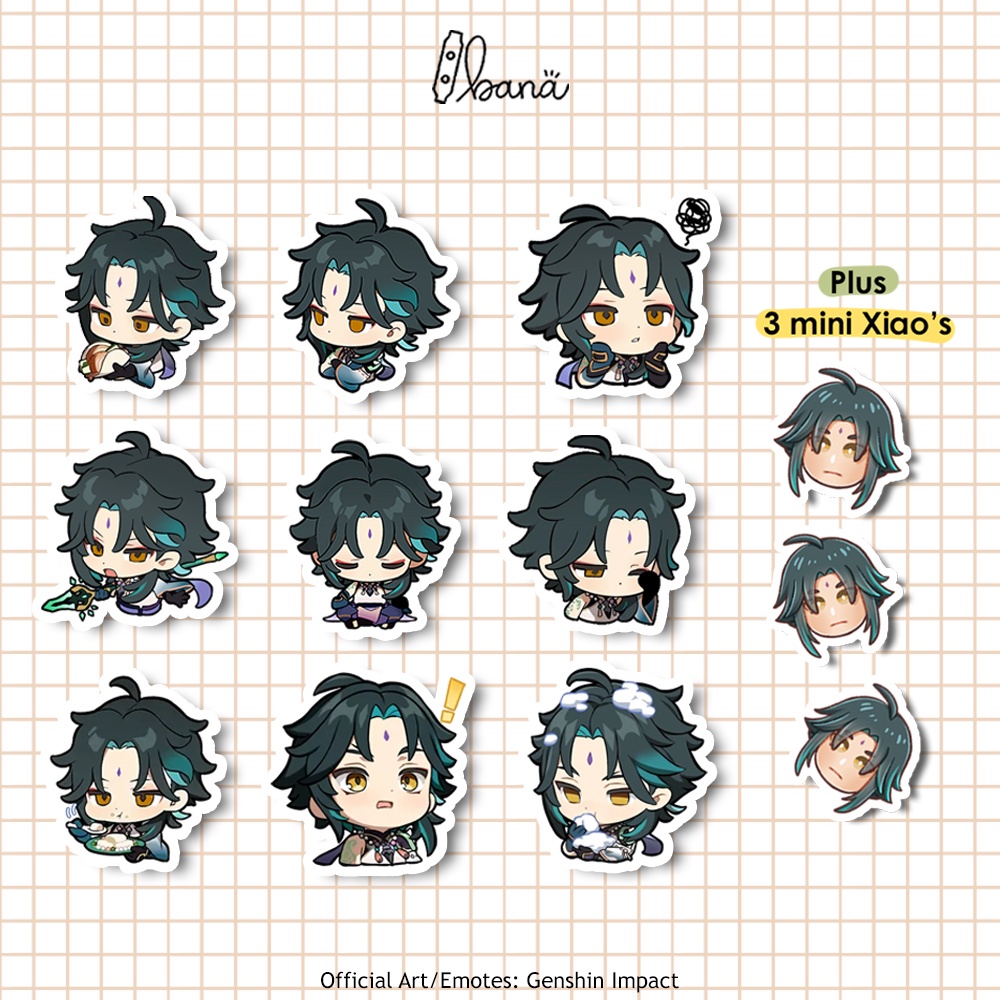 Stiker Genshin Impact XIAO SATU PAKET Sticker Vinyl Waterproof | BANA