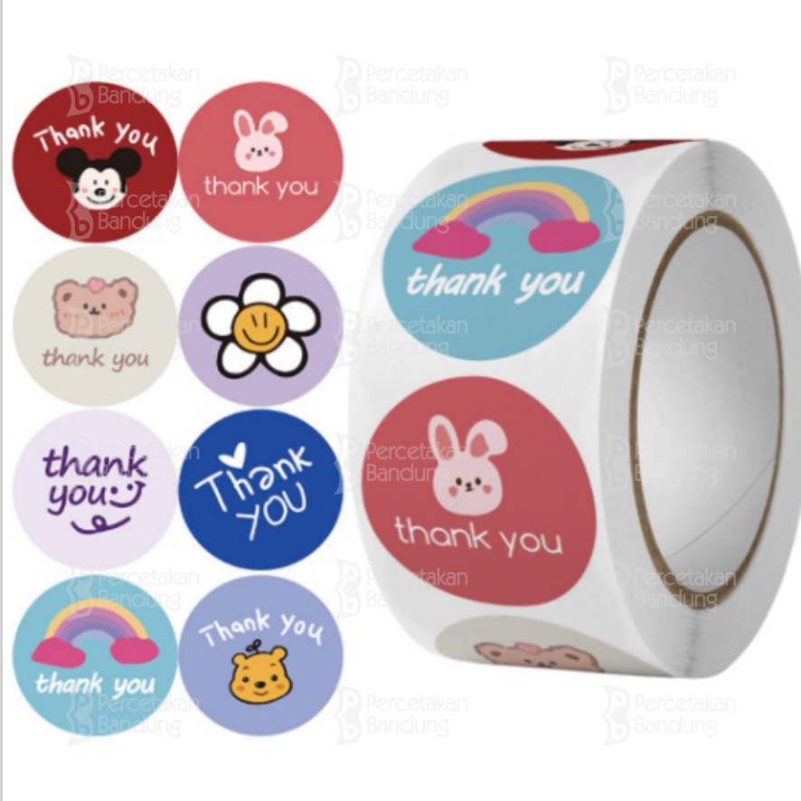 STICKER THANK YOU ||  STIKER TERIMA KASIH || 500 PCS / 1 ROLL || STICKER LABEL MURAH ||-C