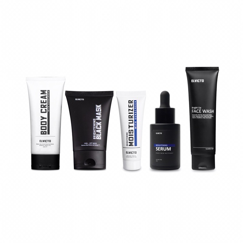 ELVICTO ALL NEW PREMIUM PACKAGE (FACIAL WASH + BLACK MASK + SERUM + MOISTURIZER + BODYCREAM)
