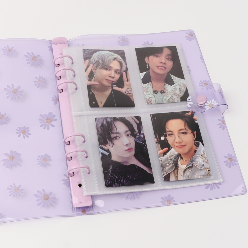 A5 A6 Daisy Transparent Jelly Purple Binder Album 6 Holes Photo Album Photocard Lomo Card Album Cover DIY journal Notebook