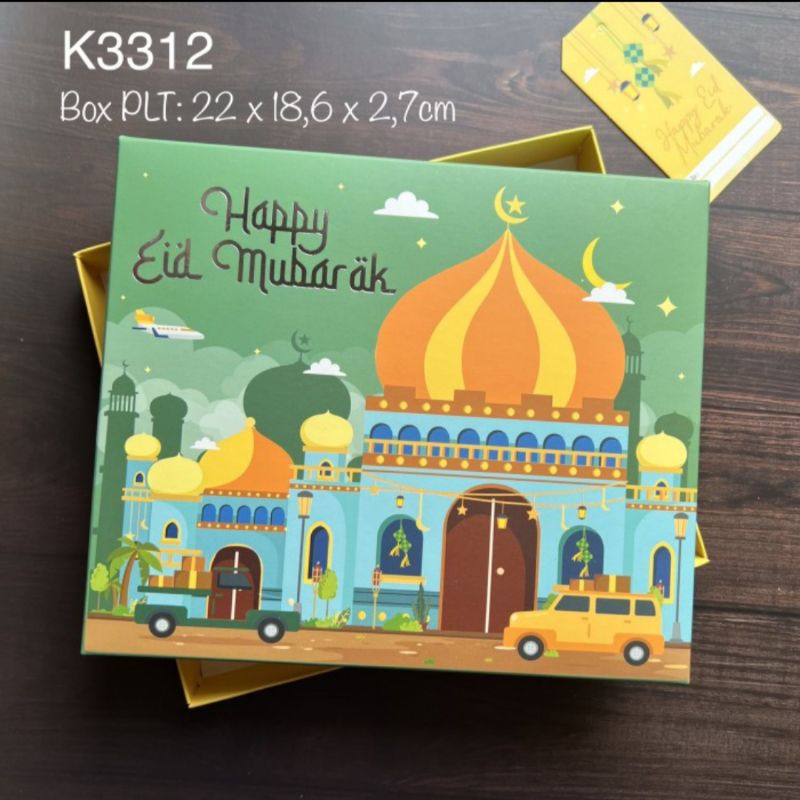 10pcs Kotak Eid Mubarak K3312 Idul Fitri dus+ Mika Sekat SET LENGKAP