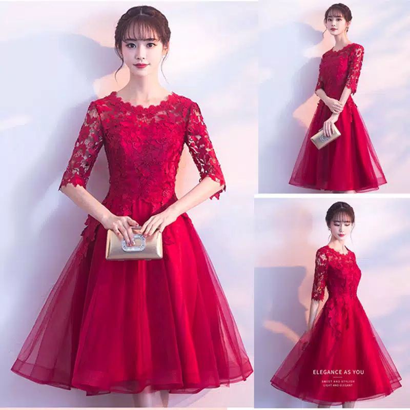 party dress brokat dress red dress
