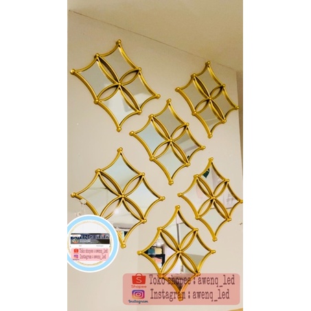 SET WALL KACA 1 SET isi 5 pcs INFORMA Hiasan dinding wall decoration Sangat mewah & elegant/dekorasi