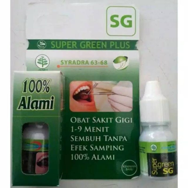 OBAT SAKIT /NGILU GIGI / SAKIT GIGI BERLUBANG SG SUPER GREEN PLUS