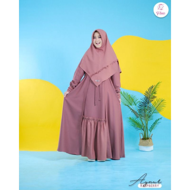 Aynur Dress By Fauz Hijab | Gamis Kombinasi Polos | Dress Polos | Gamis Remaja