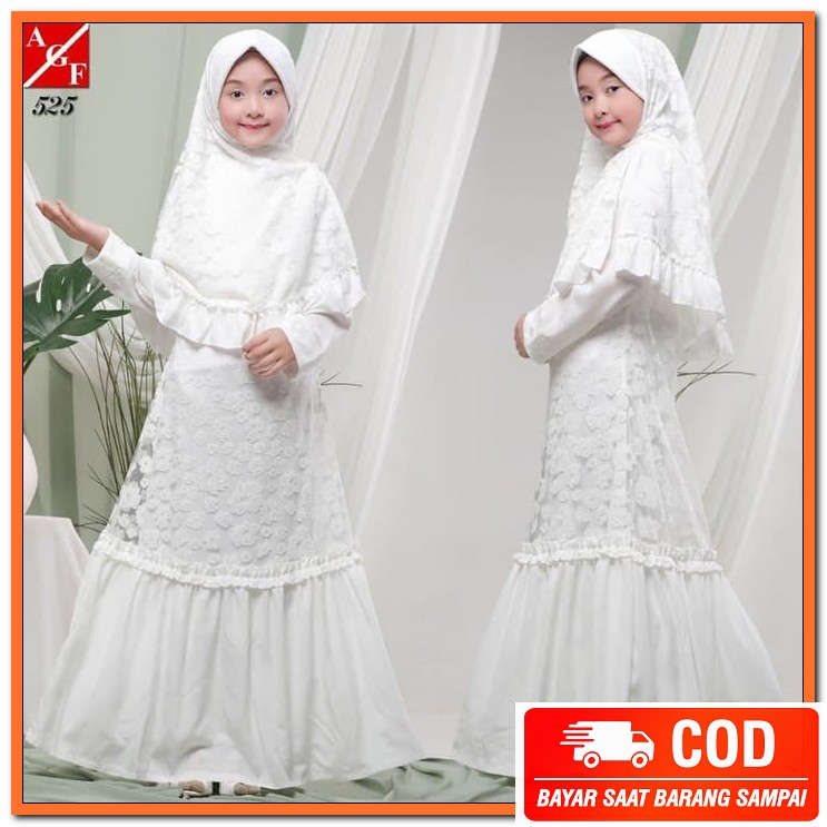 Baju Gamis Anak Perempuan Usia 7Tahun 8Tahun 9Tahun Terbaru 2021  VN216 Agnes Gamis Putih Anak Perem