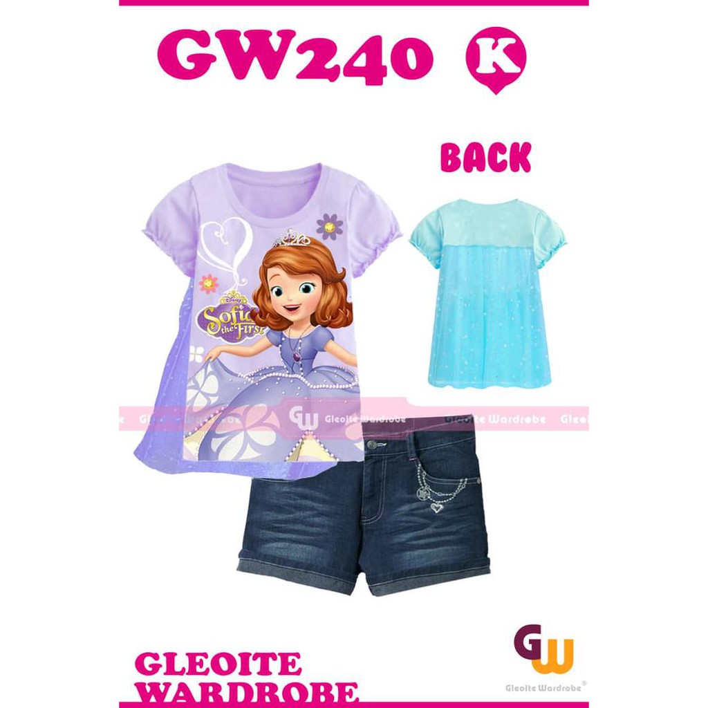 GW240-K - Baju / Kaos Setelan Anak - Sofia The First