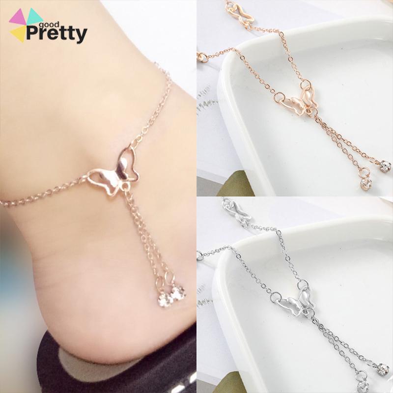 Fashion Gelang Kaki Dan Tangan Rantai Alloy Ala Korea Dengan Liontin Butterfly Kupu-kupu - PD