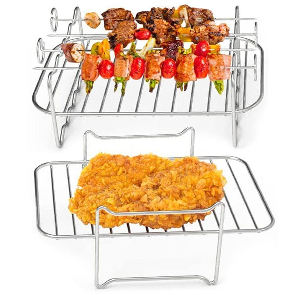 Top Air Fryer Rack Serbaguna Double Basket Air Fryer Aksesoris Grill Rack