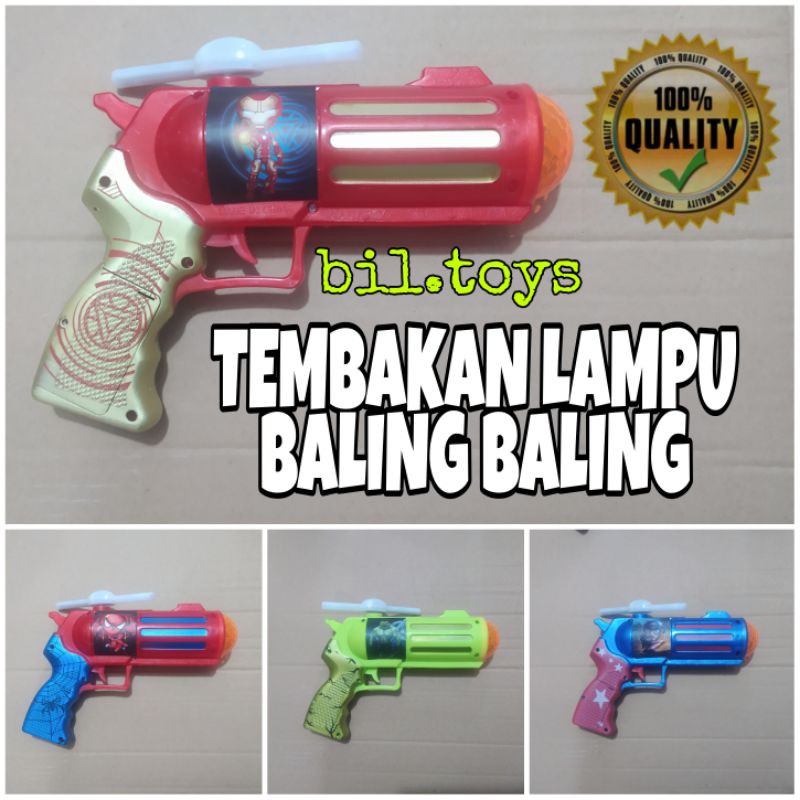 MAINAN ANAK LAKI LAKI TEMBAKAN PISTOL AVANGER NYALA DAN BUNYI BALING BALING MUTER LAMPU WARNA WARNI