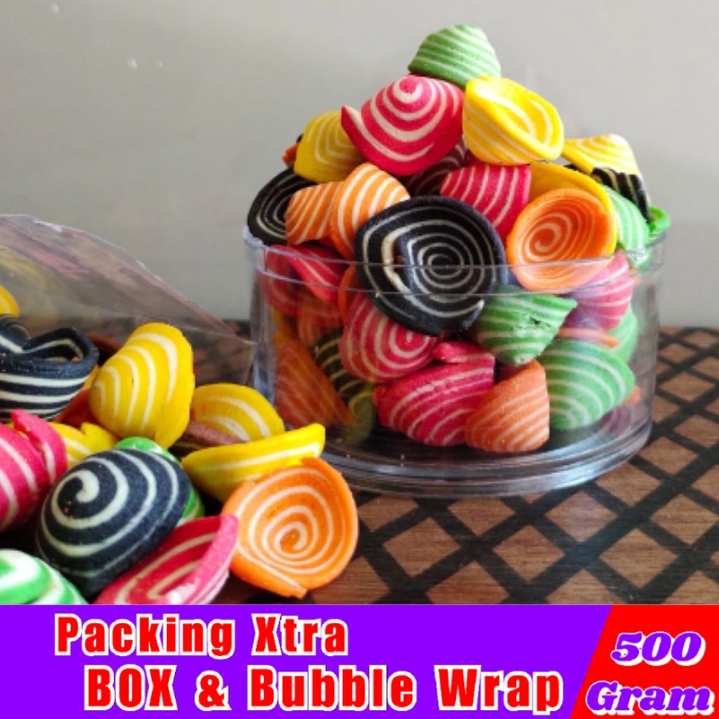 

[500gr] Kuping Gajah Pelangi / Kuping Gajah Rainbow PREMIUM - Hufaida Snack makanan ringan
