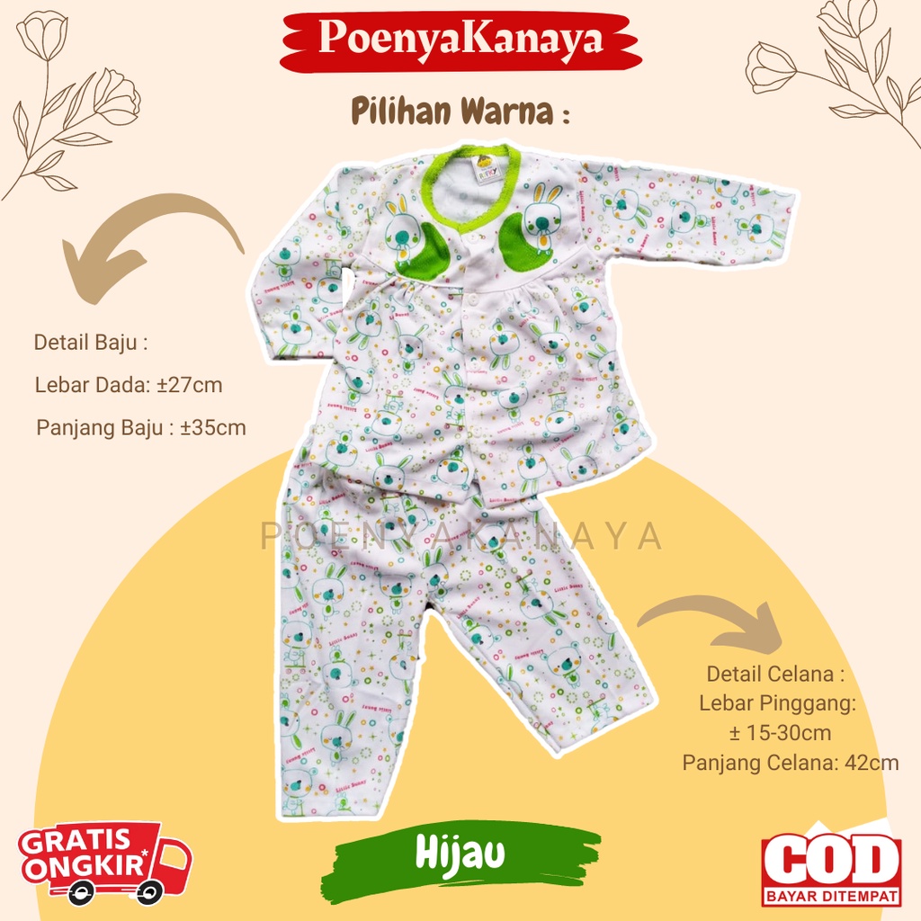 Setelan Baju Bayi Piyama Bayi Panjang MOON RABBIT Rifky Size 3-12 Bulan SPY117