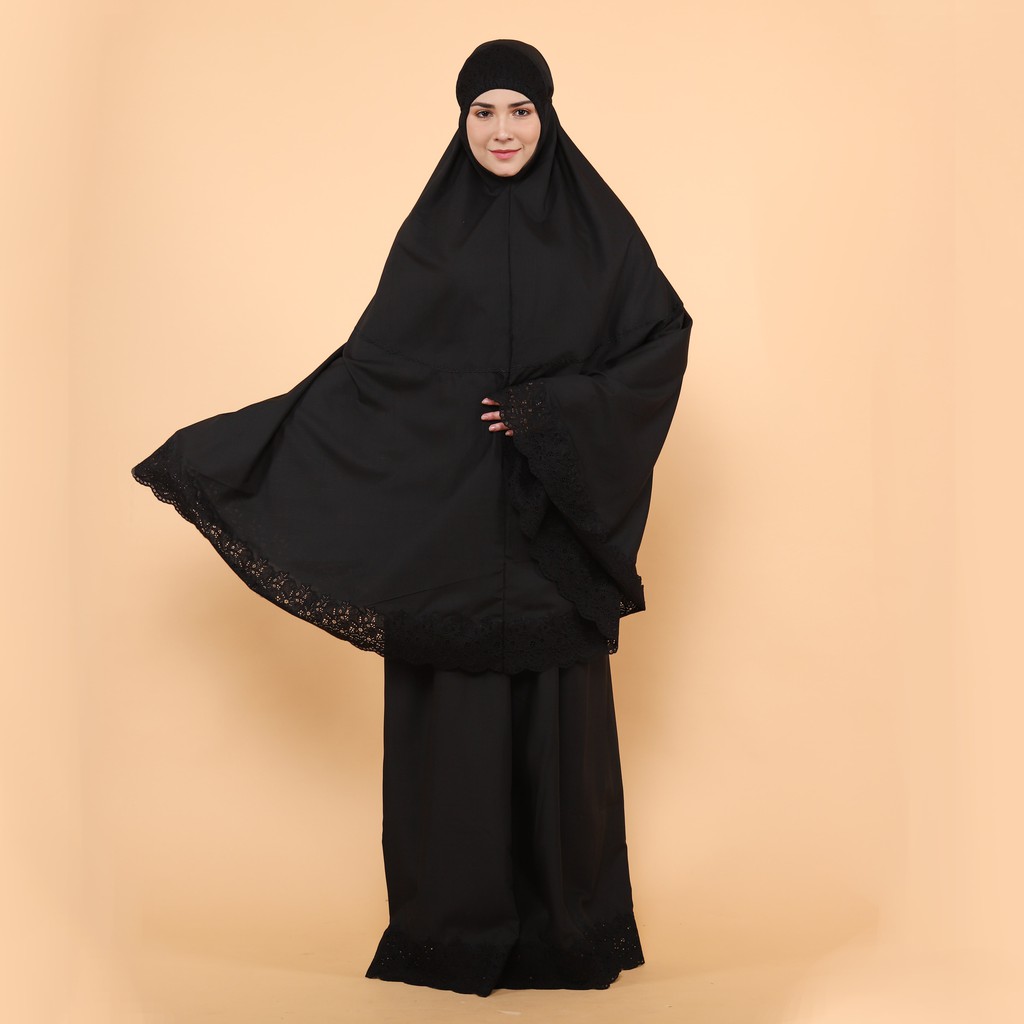 Rozalia Mukena Hitam Katun Premium