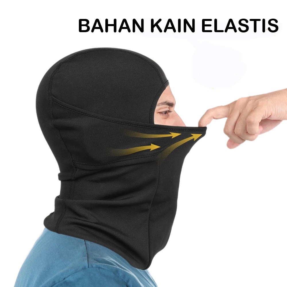 [Bisa COD] Masker Buff Baff Ninja Full Face Balaclava Topeng Ninja Spandex Hitam Polos Masker Motor Helm