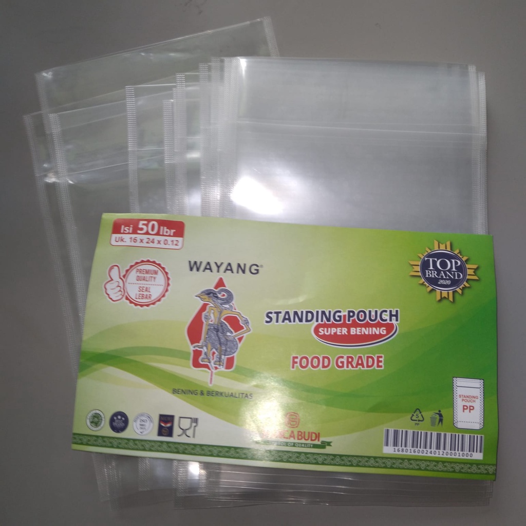 Standing Pouch Transparan Plastik Ziplock wayang ukuran 16x24Cm @1pack