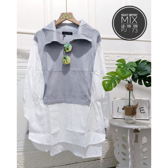 Atasan wanita bahan rajut import mix katun Bangkok ukuran allsize ld 110-120