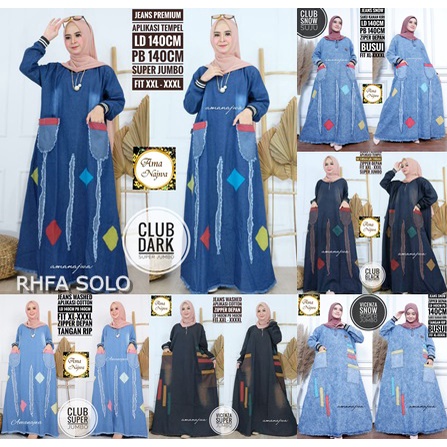 DRESS JEANS JUMBO / 19.6 / VICENZA CLUB AQUA PAOLA / LD 140 CM / PB 140 CM / MAXY SUPER JUMBO FIT XXL-XXXL / AMANAJWA