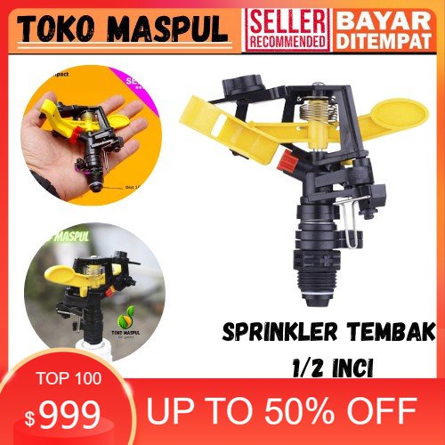 Impact Sprinkler Springkler tembak Putar Taman/Kebun 1/2″ Penyiraman kincir air