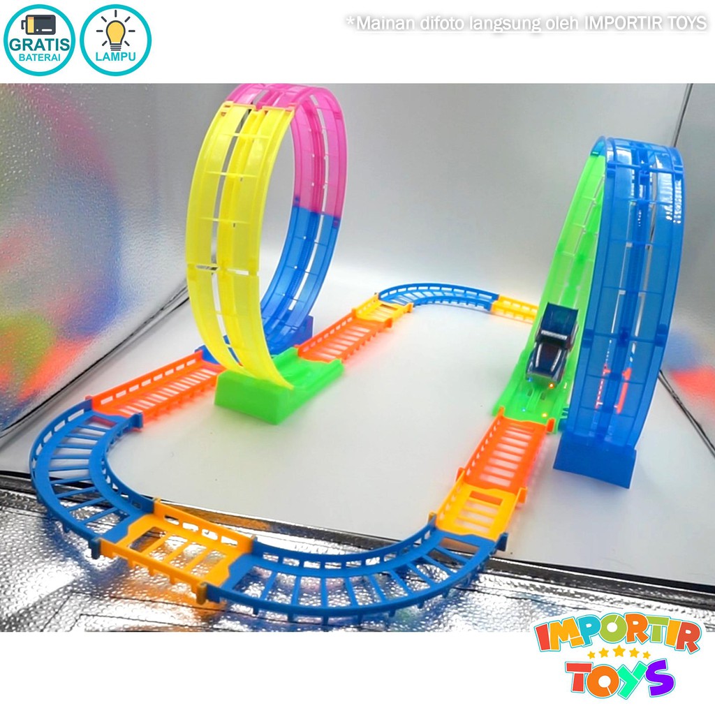 Mobil Mainan GLOW IN THE DARK DIY Track Set Anak Edukasi Puzzle Gift (Track King)