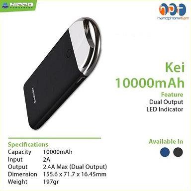 Jual AC041 - POWERBANK HIPPO KEI 10000 MAH SIMPLE PACK NAVY ORIGINAL GARANSI RESMI Termurah