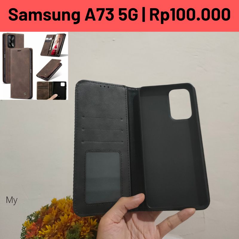 Dompet hp Samsung A73 5g case hitam