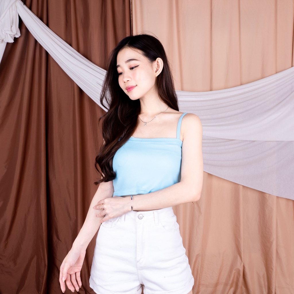 Tanktop Edrea RIB - Crop Top Wanita Tali Spagetti Korean Style-6