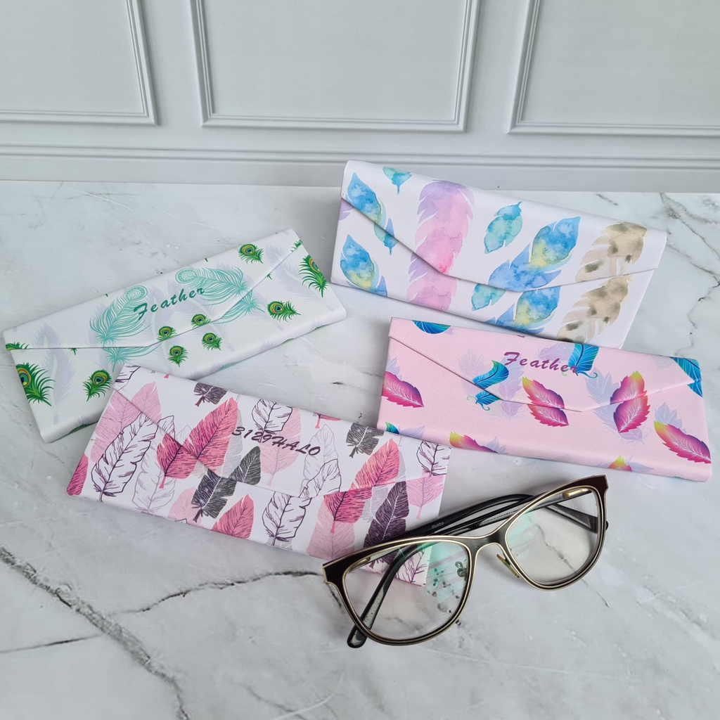 KOTAK KACAMATA LIPAT SEGITIGA MAGNET MOTIF HARDCASE TEMPAT KACAMATA KACAMATA BOX