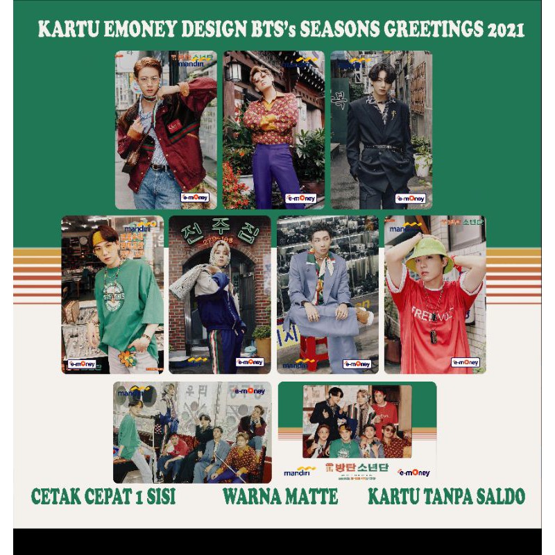 Kartu Emoney Seasons Greetings BTS 2021 Custom EMoney Flazz BCA Gen 2 Tapcash BNI BRIZZI BRI