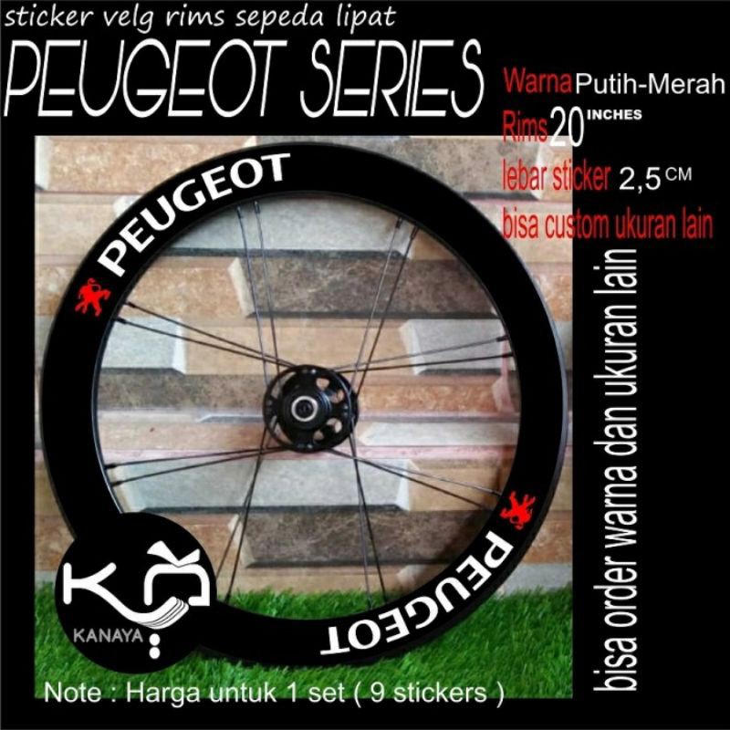 sepeda lipat stiker rims stickers Peugeot series custom