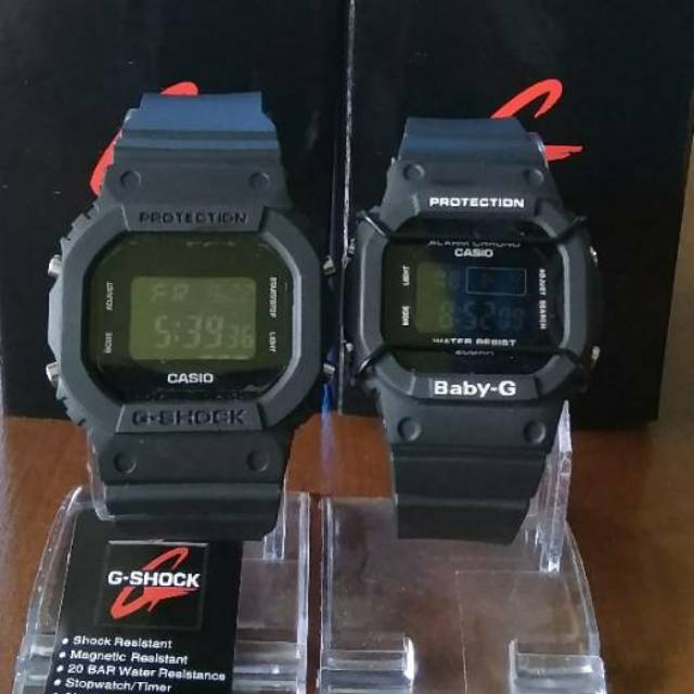 Jam Tangan Couple Gshock dan Baby G Hitam