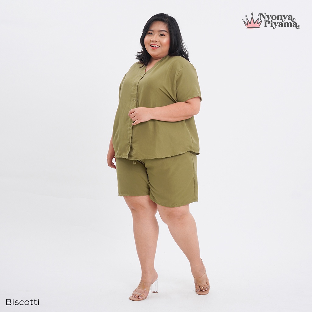 Nyonya Piyama Poly Bamboo Set Piyama Jumbo (Biscotti Polos Oversized Cozy)-5